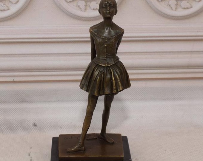 14 Year Old Dancer, Edgar Degas Bronze Figure 20cm in Skirt, Gift for Dancer, Foundry Mark, Young Dancer Statue Bronze, Elegant Gift