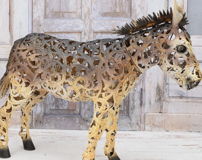 Amazing Iron Donkey Figure - Nice Detail and Beautiful Colours - Amazing Metal Statue for Garden - Gift Idea Art Work