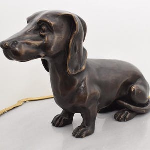 Bronze Dachshund Sculpture – Sitting Dog Figurine – Vintage Home Decor – Animal Lover Gift – Decorative Pet Statue - Gift for Birthday