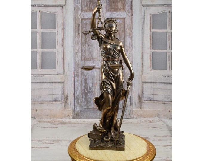Large 29 inches Lady Justice Sculpture Bronze - Figurine Art Work - Gift for Lawyer and Judge - Statue Justitia - Home Decor - Gift Idea