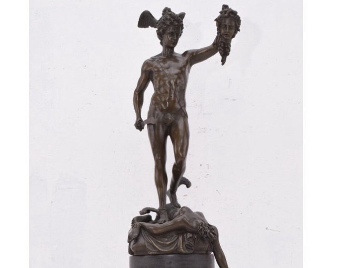Perseus with Medusa Head Bronze Statue - Greek Mythology Art