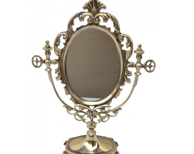 Standing Rorating Mirror with Brass Frame - Mirror Art Nouveau Style - Amazing Mirror Glass - Exclusive Gift