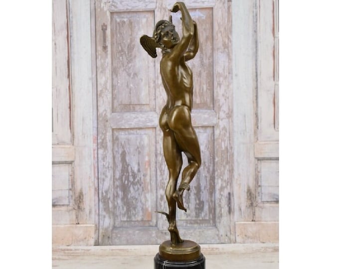 Unique & Large Mercury Business Patron - Hermes Bronze Statue - Profit and Mercantile - Bronze Sculpture - Gift Idea - Home and Office Decor