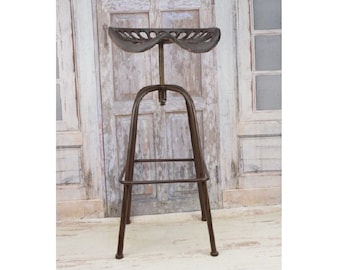 Loft Industrial Tractor Seat Stool: Rustic Cast Iron Bar Chair