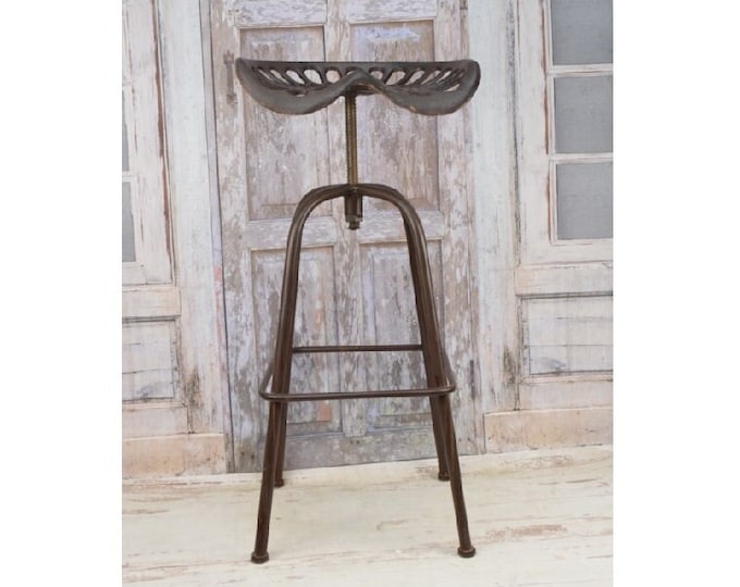 Loft Industrial Stool Tractor - Seat Bar Stool Steel - Chair Rustical - Rust Cast Iron - Vintage Stool - Kitchen Restaurant Home Decor