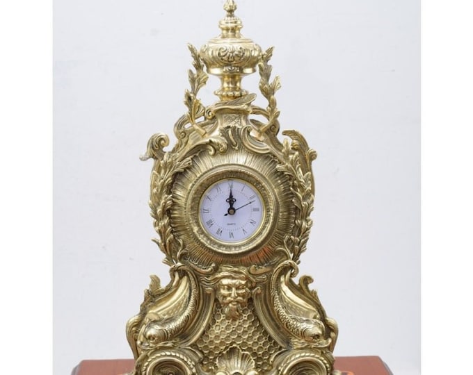 Luxury Brass Table Clock Neptune - Fireplace Clock - Art Nouveau Style Clock - Exclusive Gift Idea