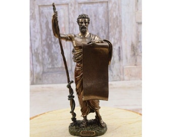 ヒポクラテスのレリーフと引用句のデスクトップ装飾彫刻 医学の父の