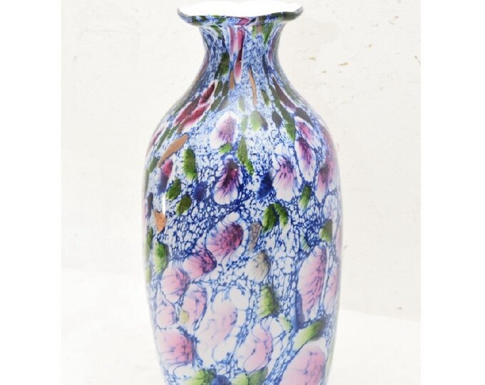 Vase Colorful Peacock Eye Murano Style - Elegant Vase Gift Italian Venetian Product - Glass Vase