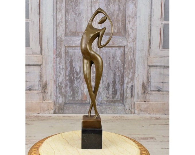 Modernist Bronze Dancer Statue - Nude Act - Modernist Female Figure - Abstract Art - Home Decor - Gift for Wedding