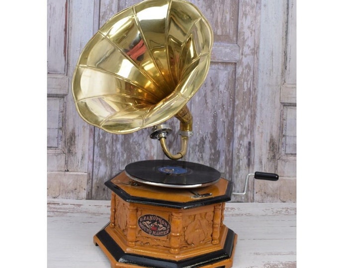Nostalgic Gramophone - Phonograph New Working - Record Player Antique Style - Handmade Gramophone - Nice Gift Idea