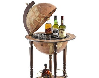 Wooden Barglobe for drinks and alcohols - Zoffoli furniture home and office - terrestial globe - home decor