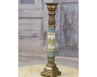 Large Porcelain and Bronze Candlestick - Candelabrum Bronze Floral Design - Candlestick Stand - Gift Idea - Home Decor - Porcelain Gift