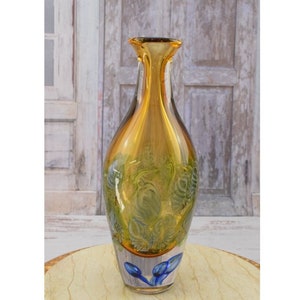 Vase Amber Yellow and Orange Murano Style - Elegant Vase Gift Italian Venetian Product - Glass Vase