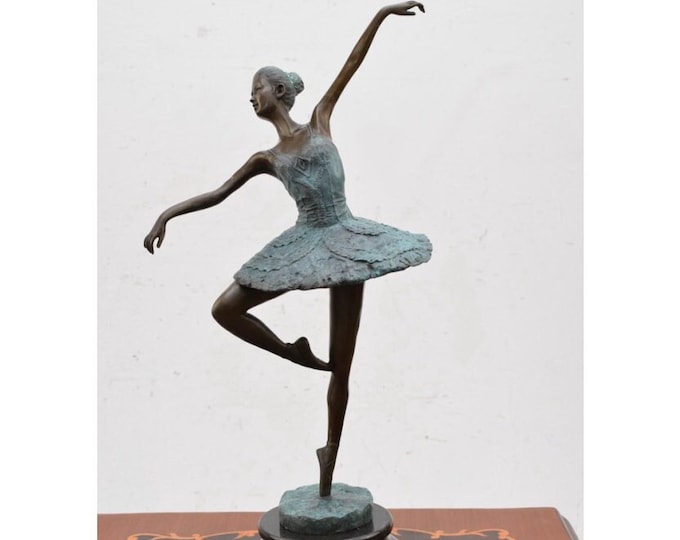 XL Ballet Dancer Bronze - Figurine Ballerina - Dancer Bronze Figure in Skirt - Gift Idea for Dancer - Young Ballerina -