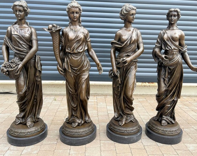 Amazing 4 Bronze Statues Women - Greek Mythology - 4 Seasons Women Sculptures - French Sculptures - Bronze Art Deco - Exclusive Gift Idea
