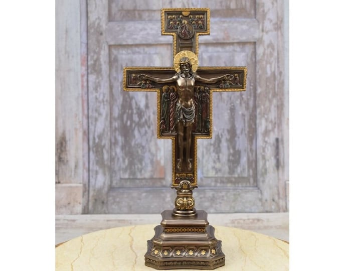 Stand Cross of the Christ - San Damiano Crucifix - Wall Art - Wall Decor - Handmade Cross - Catholic Art - Religious Gift - Home Decor