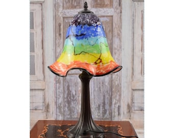 Rainbow Murano Glass Lamp - Desk Lamp - Murano Style Lamp - Office Gift - Night Stand Lamp - Vintage Lamp - Home Decor - Luxury Gift Idea