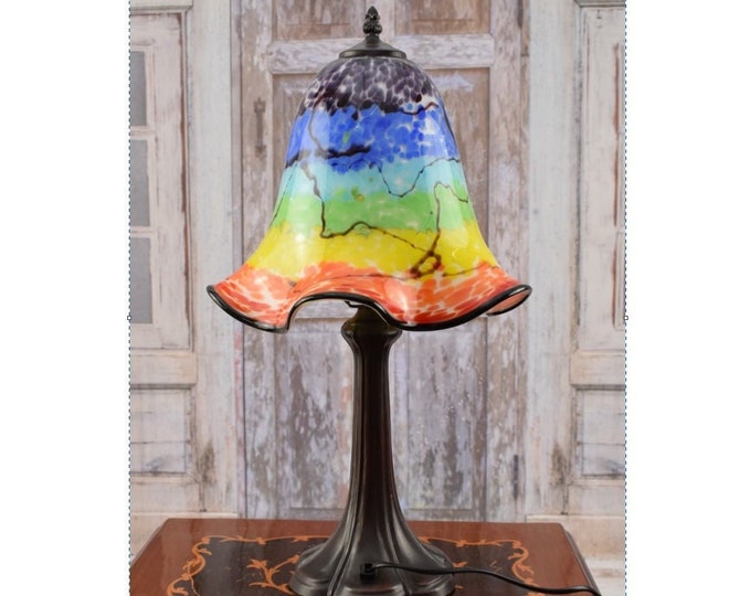 Rainbow Murano Glass Lamp - Desk Lamp - Murano Style Lamp - Office Gift - Night Stand Lamp - Vintage Lamp - Home Decor - Luxury Gift Idea