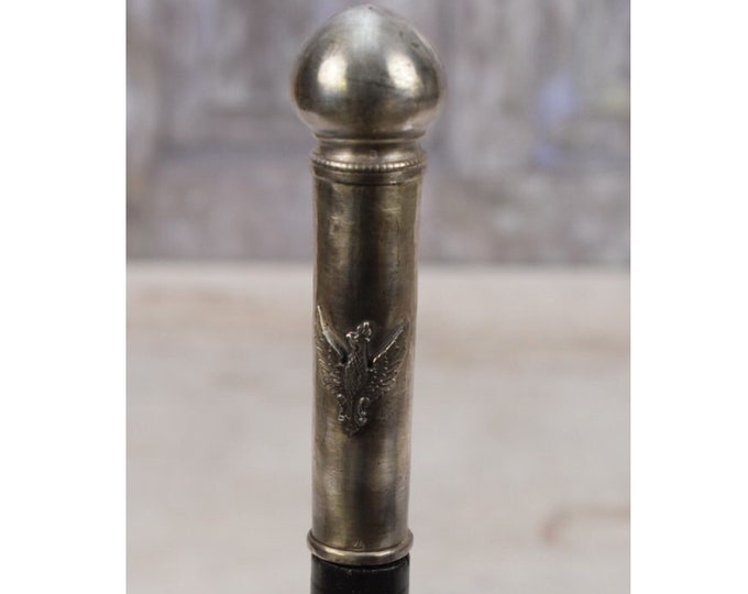 Polish Hunter Silver Walking Stick - Silver Cane Art Work Solid Wood - Polish 2nd Republic - Elegant Gift for Father Grandfather