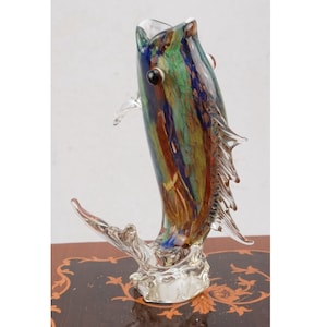 Large Fish shaped Glass Vase - Handmade Venetian Glass Flower Pot - Statue Fish - Unique Figurine Home Decor - Vase Italian Glass