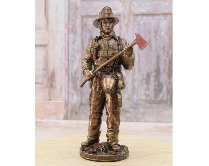 Hero Fireman It's A Hot One Firefighter - Firemen Hero's Figurine - Firefighter Sculpture - Handmade Gift - Home and Office Decor