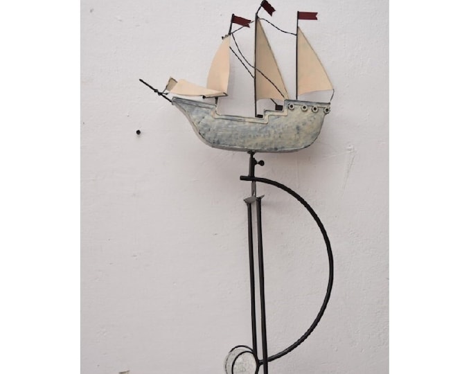 Balancer Ship Boat - Metal Figurine for Garden - Rustical Gift Vintage Style - Swinging Sailboat