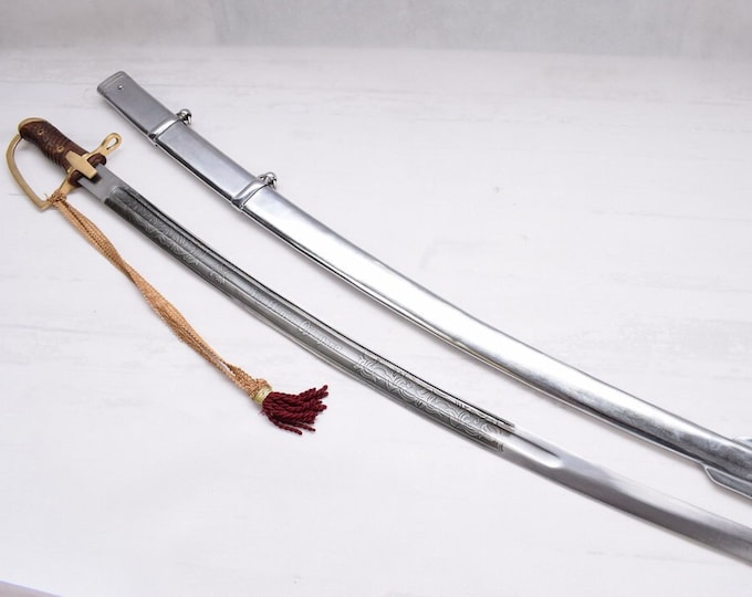 Polish Officer Saber - Polished Brass - Poland Saber Cavalry Officer with Scabbard - Military Gift - Home Decor - Bog Honor Ojczyzna