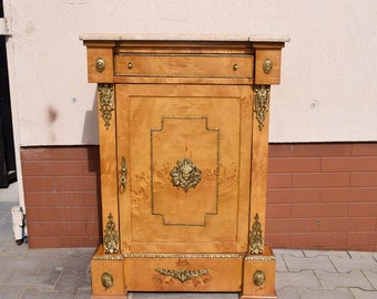 French Empire Commode - Bent Wood - Chest of Drawers - Wooden and Bronze Ornaments - Home Decor - Marble Countertop - Gift Idea