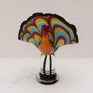Peacock Glass Figurine Sculpture Murano Style Figurine Beaufitul Gift Italian Venetian Product