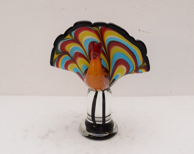 Peacock Glass Figurine Sculpture Murano Style Figurine Beaufitul Gift Italian Venetian Product