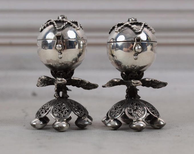 Set Silver Casket Old Salt and Pepper - BesaminJudaica Silver Russia 84 - Judaica Gift - Two Besamins Collector Item - Gift Idea