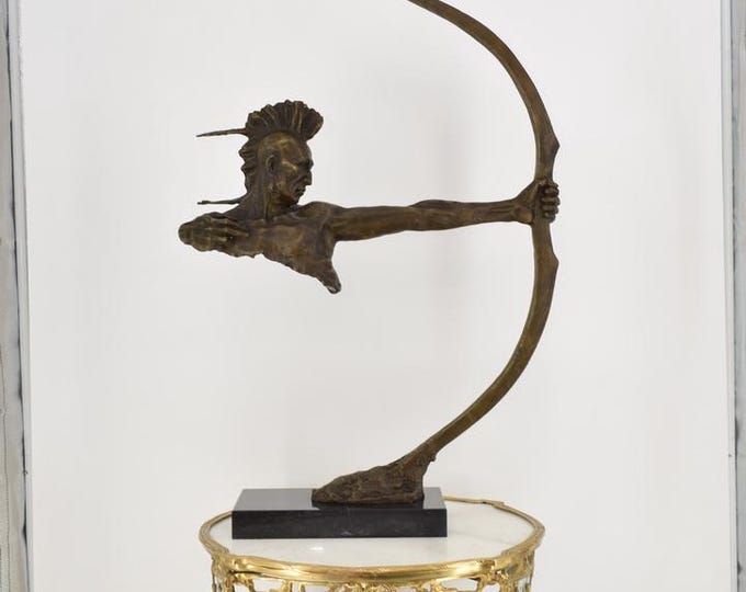 Large Indian Bronze Sculpture - Modernist Figurine, Handcrafted Indian Art Statue, Unique Home Decor Gift - Apache Figure