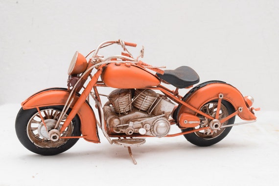 Vintage Oranje Motorbike Chopper Motorcycle Oude Klassieke Metalen