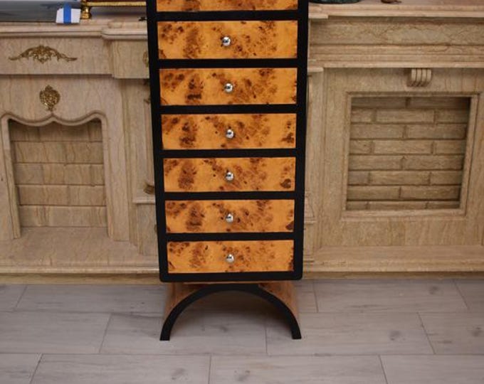 Art Deco Stand Commode: 7-Drawer Wardrobe Bookcase