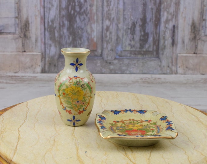 Japanese Porcelain Vase - Porcelain Bottle with Stand - Flowers Design Vase -  Home Decor - Gift for Wedding - Art Work Porcelain