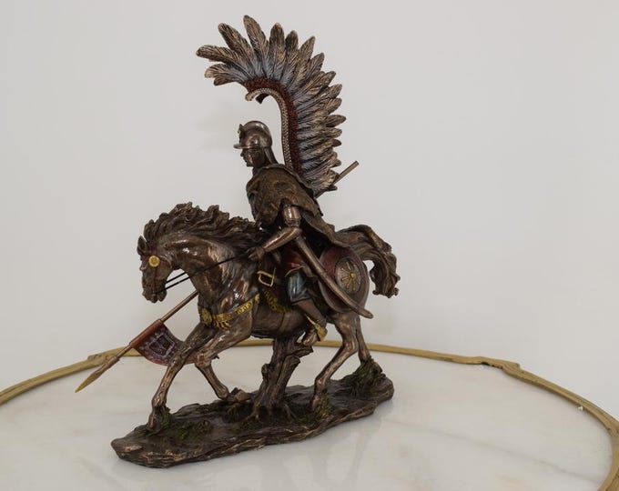 Polish Hussar on Horse Statue - Patriots Figurine - Solid Sculpture - Art Work Figure - Unique Gift for Patriots - Polish Statue Home Decor
