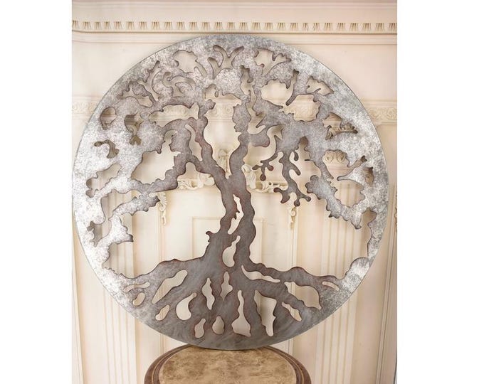 Metal Tree of Life Wall Decor – Vintage Rustic Sculpture Accent