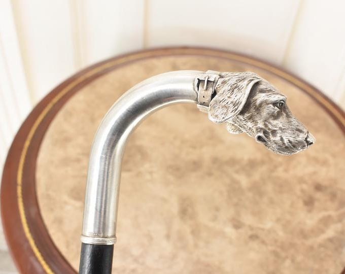 Antique Tsarist Silver Greyhound Cane - Vintage Gentleman's Walking Stick