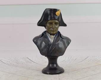 Bronzen Napoleon Bonaparte-buste op marmeren voet - historische beeldhouwkunst
