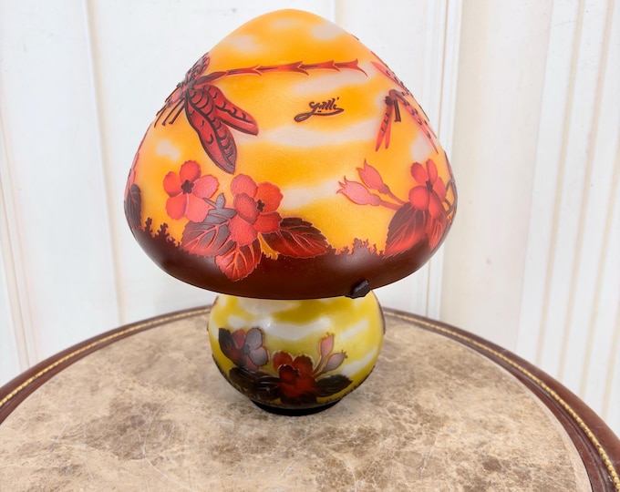 Art Nouveau Desk Lamp: Botanical Glass, Vintage Home Decor