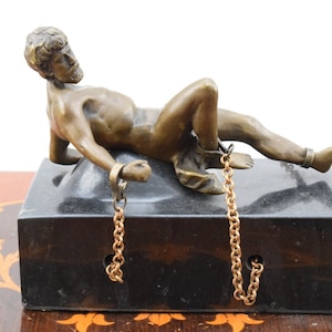 Mythological Bronze Figurine - Prometheus Chained to Rock - Bronze Greek Mythology Statue Figurine Sculpture Gift Idea -