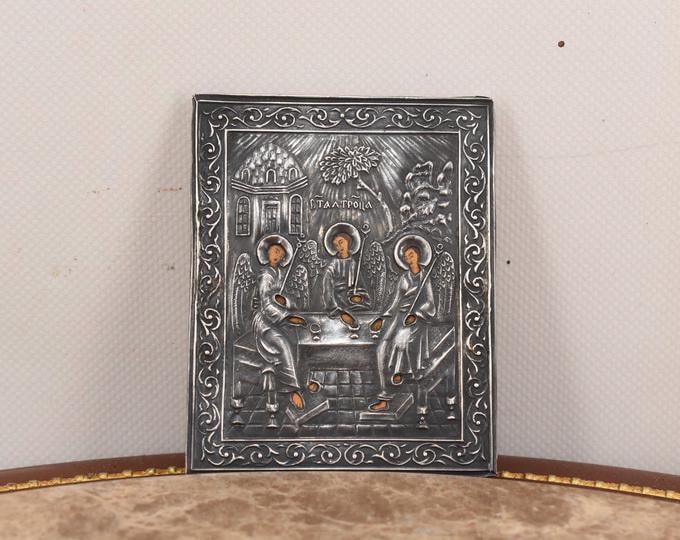 Antique Silver Icon Travel - Silver Orthodox Icon - Russia Silver 84 - Religious Icon - Handmade Icon - Art & Collectibles - Gift Idea