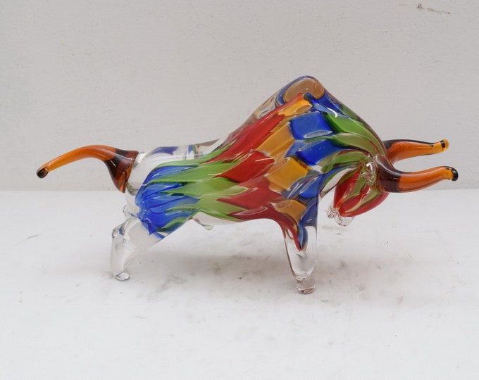 Brown Bull Murano Colorful Style Figurine Beaufitul Gift Italian Venetian Product