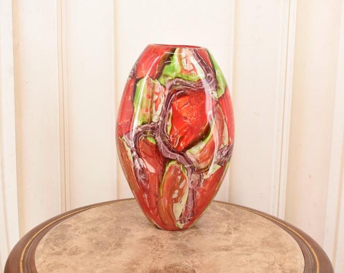 Limited Edition Colorful Murano Style Glass Vase – Italian Art Glass Home Decor
