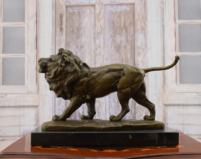 Large Figurine of Majestic Angry Lion - Handcrafted Bronze Sculpture - Ideal Gift for Bosses & Sophisticated Office Decor - Home Decor