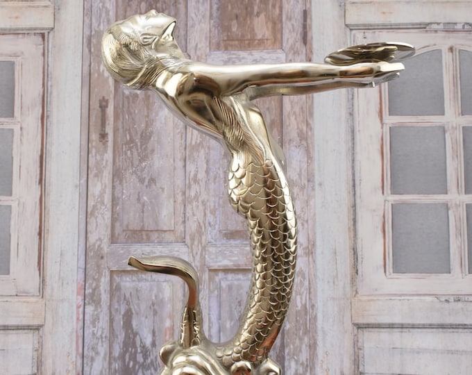 Mermaid Plateau Silver Brass - Silver Bowl Mermaid - Act Mermaid Figurine Gift Idea - Garden and Home Decor