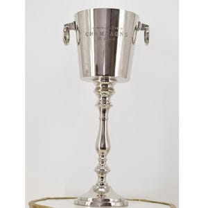 Standing Wine - Bottle Cooler Champagne Du Louvois - Ice Container Bucket Aluminium - Nickel Vintage Good Gift Idea - Housewarming Gift