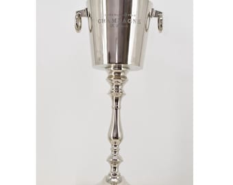 Standing Wine - Bottle Cooler Champagne Du Louvois - Ice Container Bucket Aluminium - Nickel Vintage Good Gift Idea - Housewarming Gift
