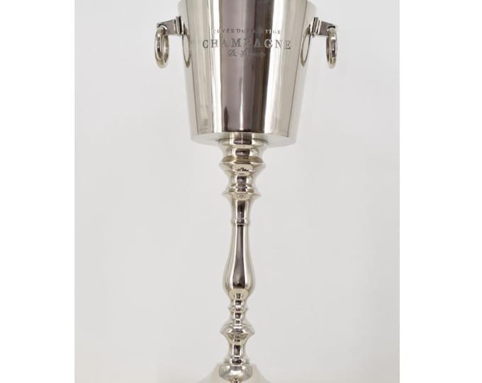 Standing Wine - Bottle Cooler Champagne Du Louvois - Ice Container Bucket Aluminium - Nickel Vintage Good Gift Idea - Housewarming Gift
