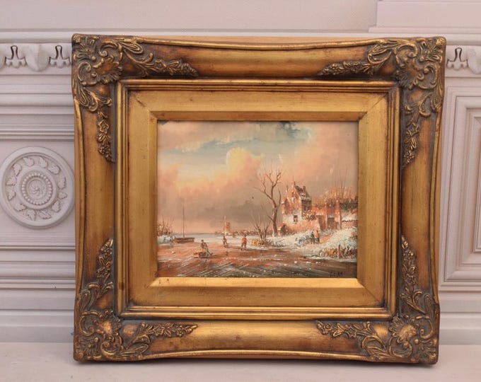 French Winter Landscape - Village Near Paris - Painting with Golden Frame - French Painting Art Work - Wall Decor - Amazing Home Decor